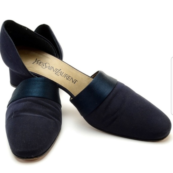 {vintage} YSL black d'orsay / block heel